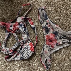 Quint Soul Pink and Blue Floral Bikini Set Size S